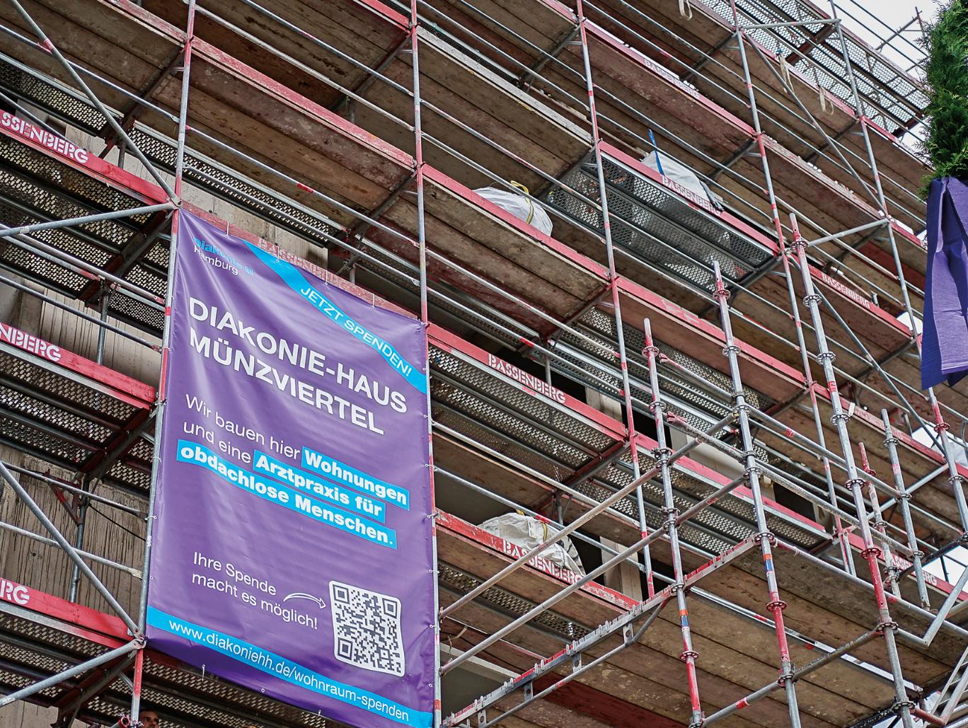 Wohnungen für obdachlose Menschen, Bild von der Baustelle