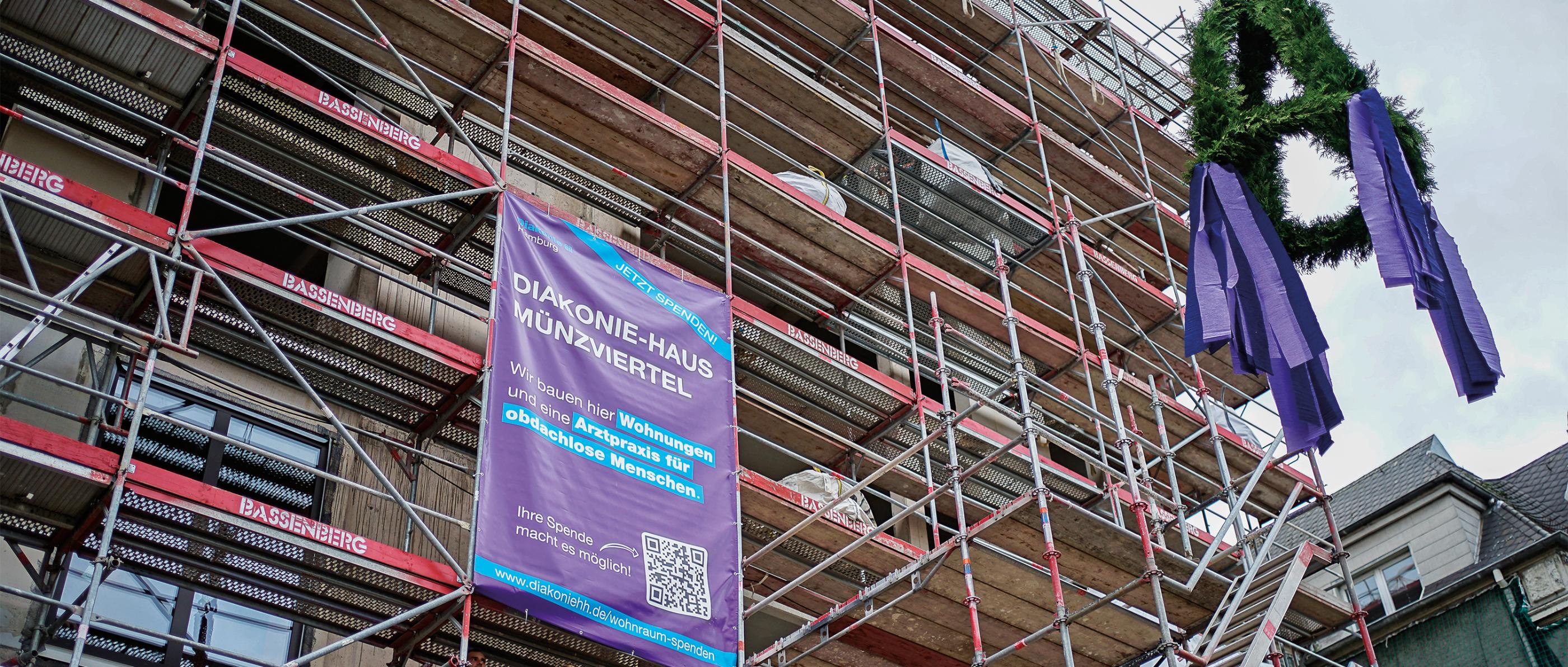 Wohnungen für obdachlose Menschen, Bild von der Baustelle