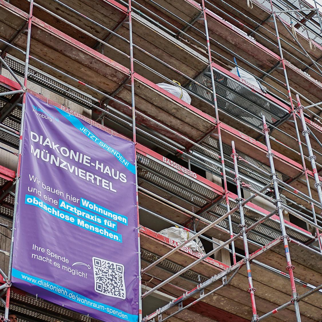 Wohnungen für obdachlose Menschen, Bild von der Baustelle