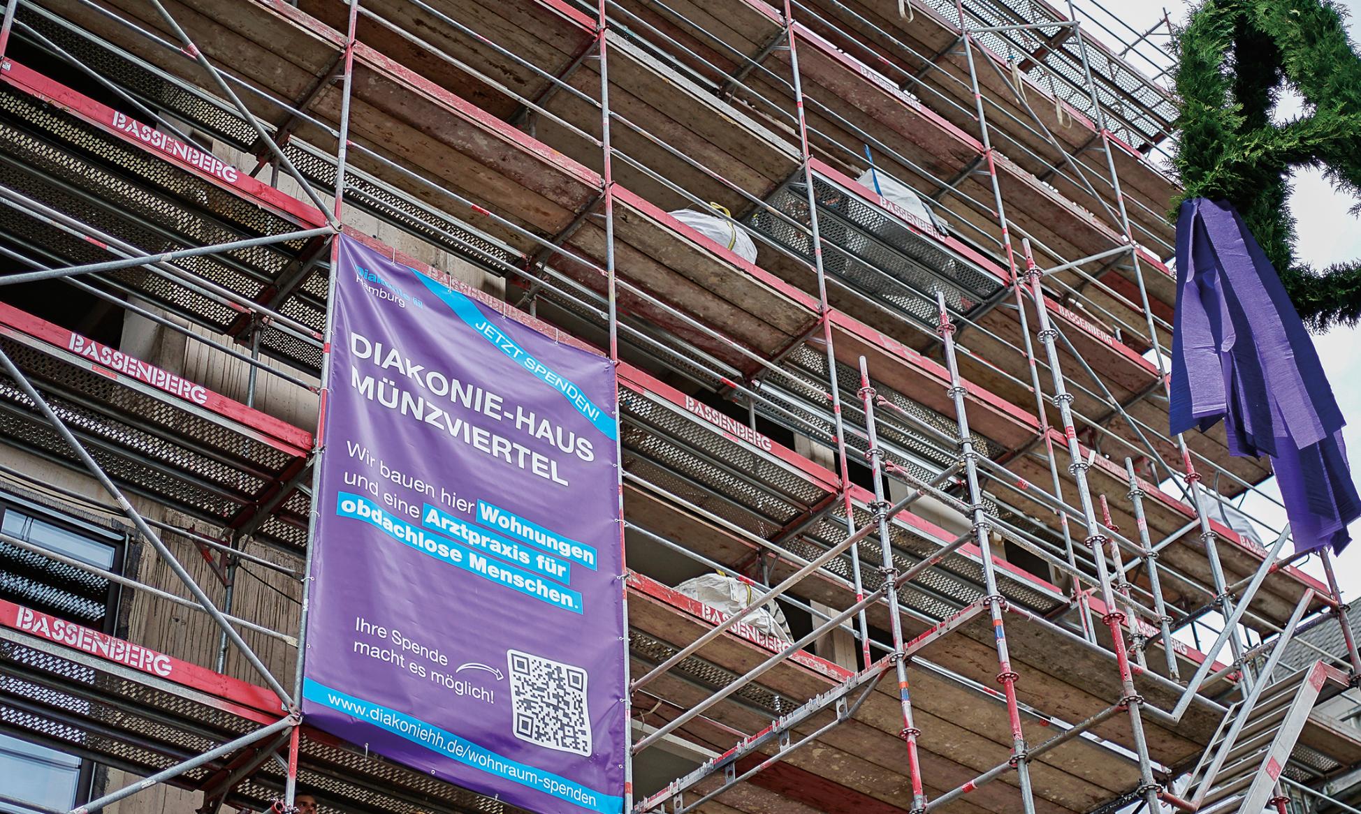 Wohnungen für obdachlose Menschen, Bild von der Baustelle